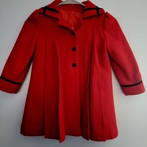 Rothschild Vintage Red Wool Coat Girls Size 6 Christmas Jacket
